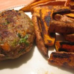Spicy Baked Sweet Potato Wedges & Turkey Burgers