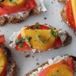 Peach, Tomato & Goat Cheese Crostini