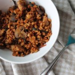 Farro with Sausage, Mushrooms & Chard